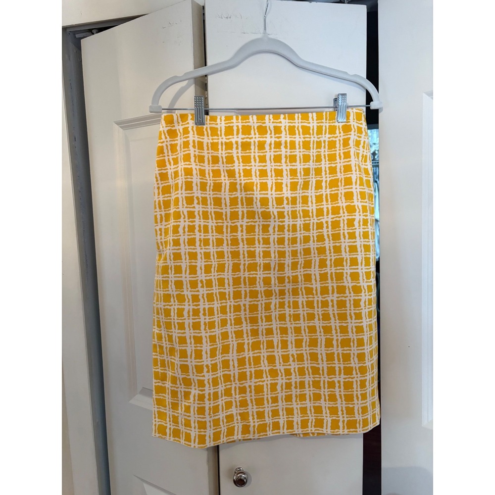 Talbots Size 6 Yellow & White Geometric Pencil Skirt – Dopamine Dressing Style‎